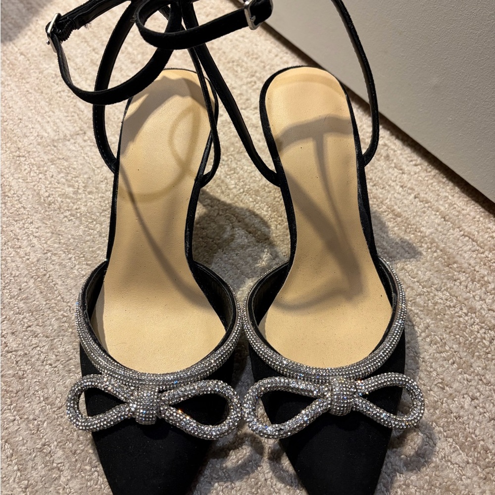 Kelly & Katie Black Heels with Sparkling Bow